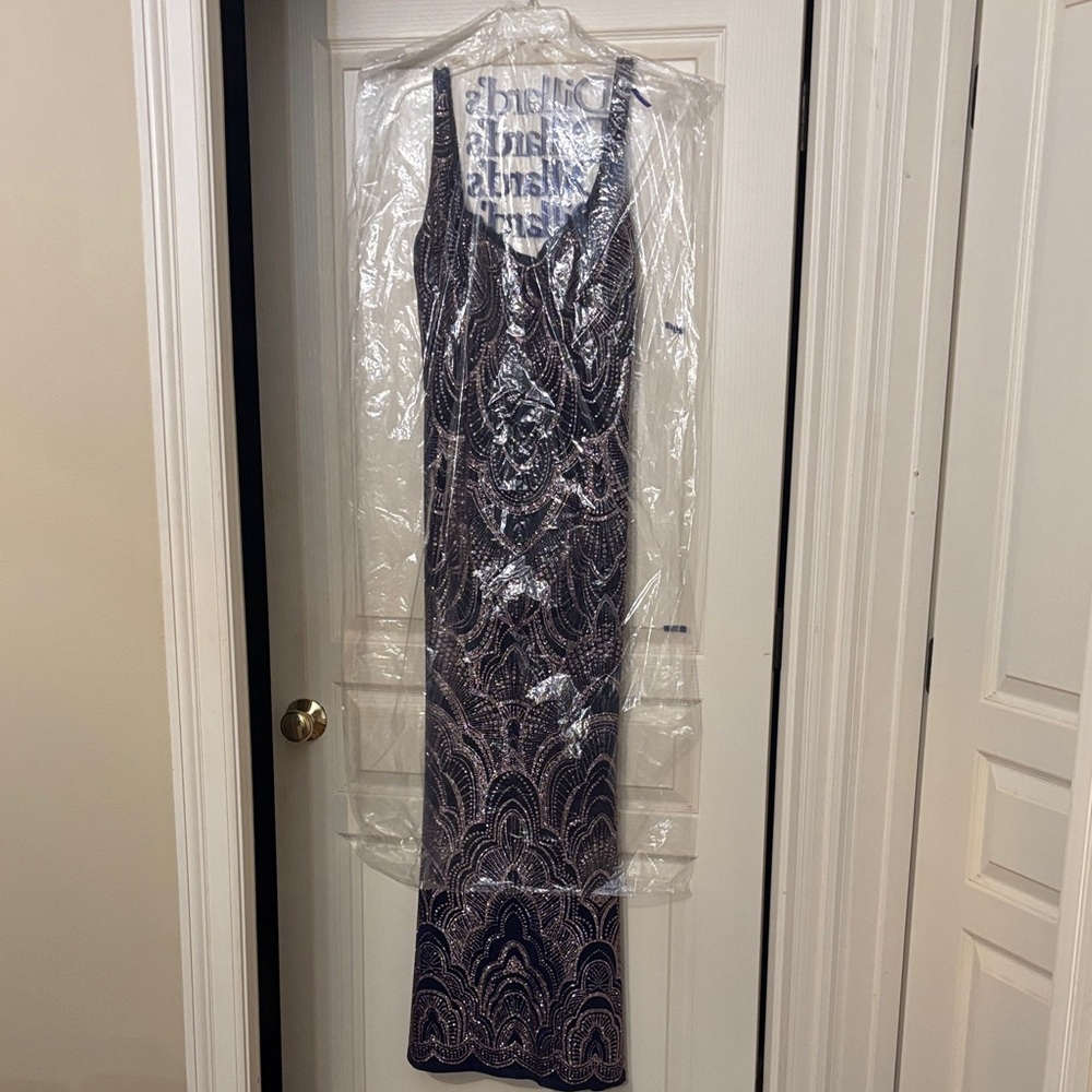 Elegant Navy Blue Sequin Dress